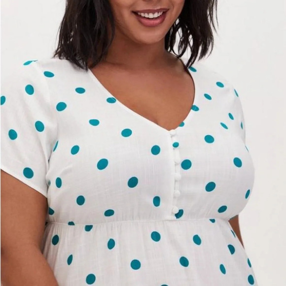 NWT Torrid Rayon Slub Tiered Buttoned-Front Top Polka Dot size 3X - Picture 4 of 11